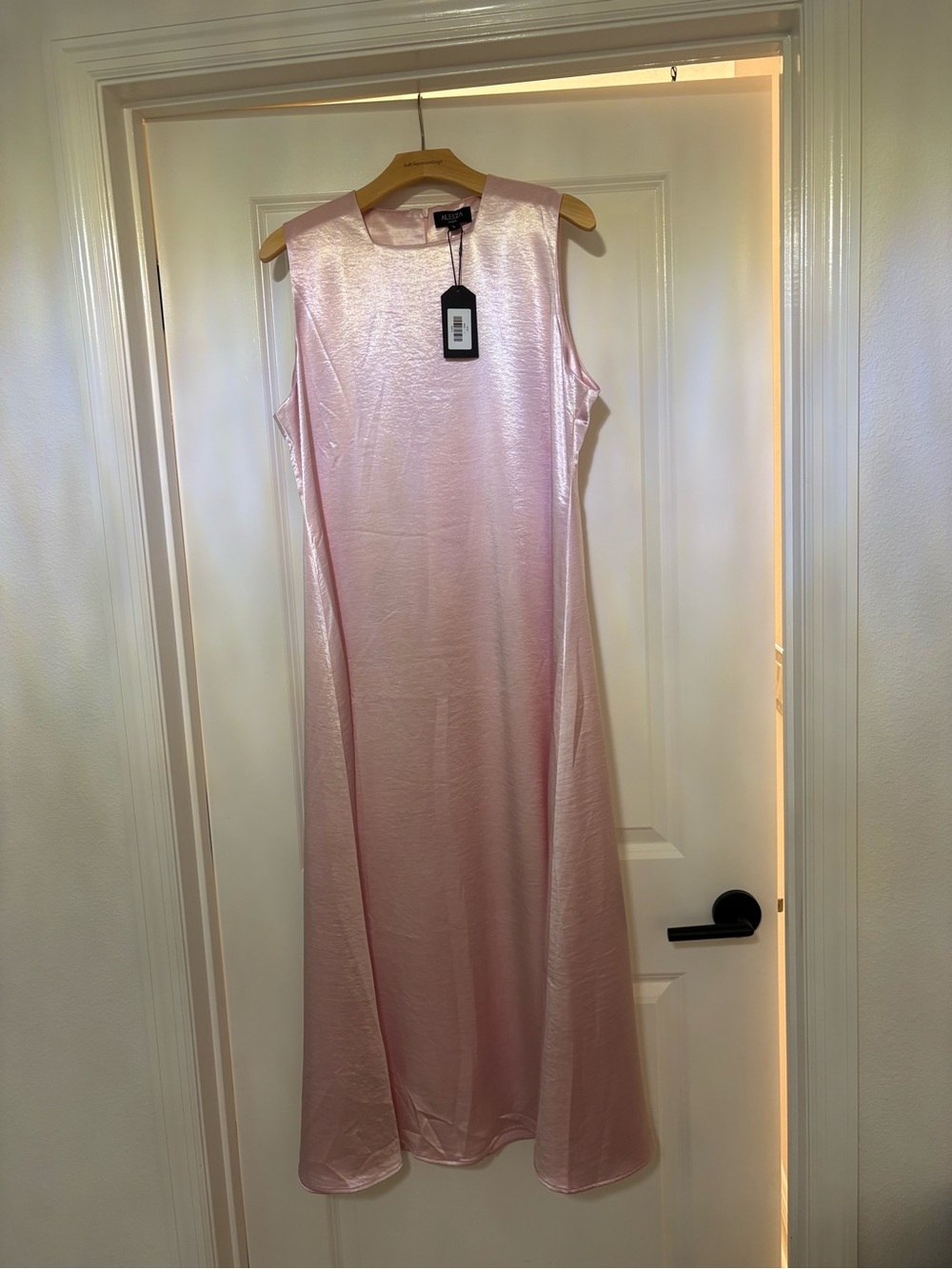 Sleeveless Shimmery Pink Maxi Dress